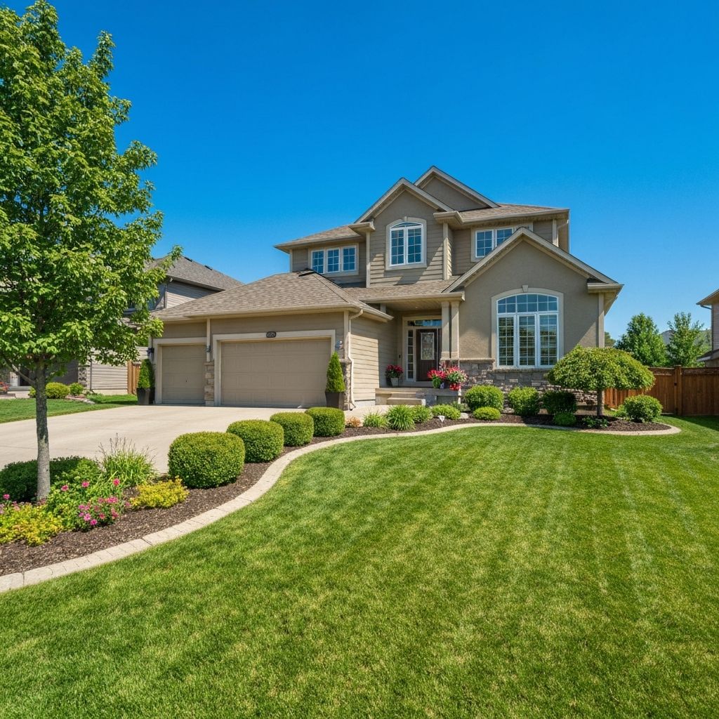 Beautiful West Edmonton home with pristine lawn in summer